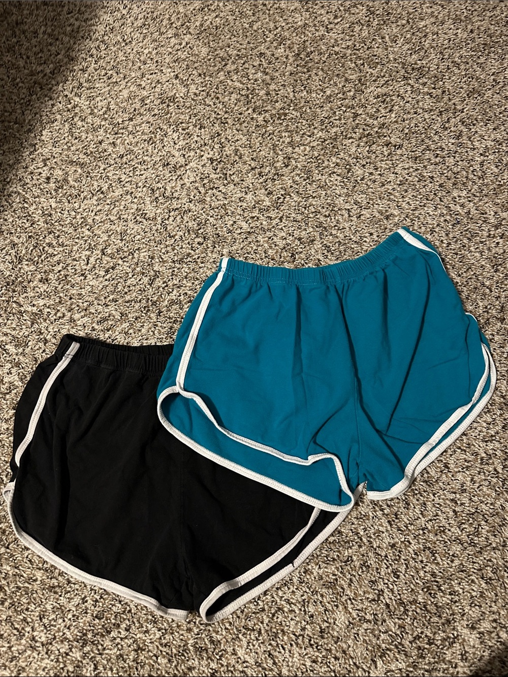 Women's Twin Pack Retro Running Shorts - Black & Teal